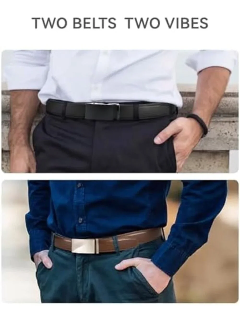 Men's Leather Ratchet Belt 2 Pack - Adjustable Fit, Stylish & Durable (35mm)